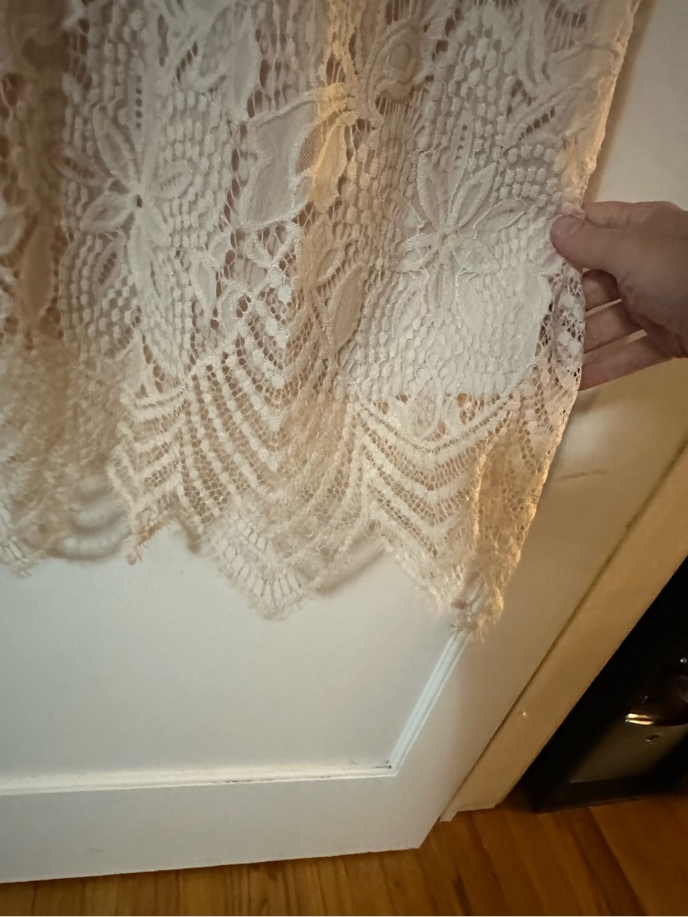 Elegant Apricot Lace Midi Dress - Picture 2 of 3